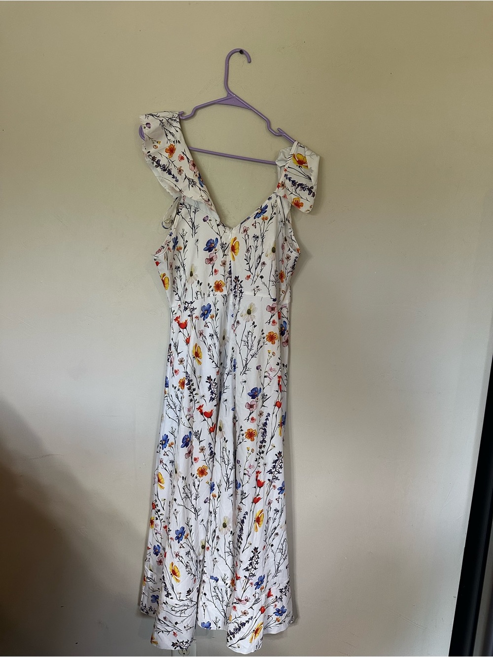 SHEIN White Off-Shoulder Sunflower Print Midi Dress - Picture 3 of 4